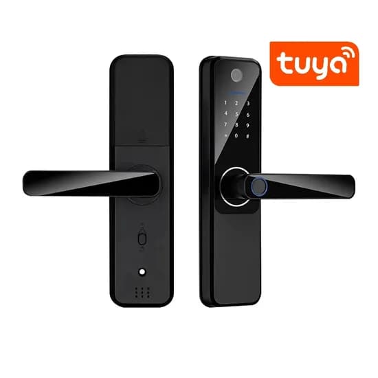 Fechadura Digital S802MAX Wifi Tuya/Cartão/Chave/Cam Preto