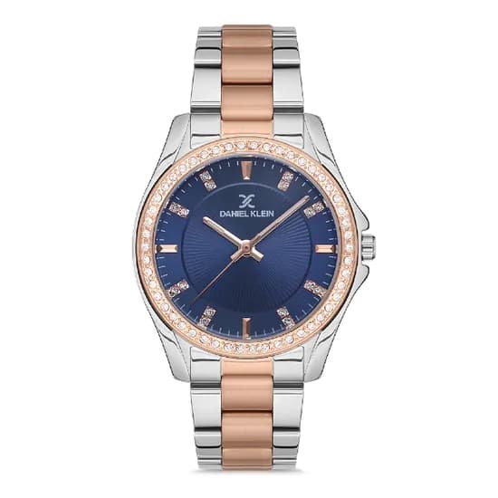Relógio Analógico Feminino Daniel Klein DK.1.12742-6 Premium Ladies / Pulseira de Aço Inoxidável - Prata/Rose Gold