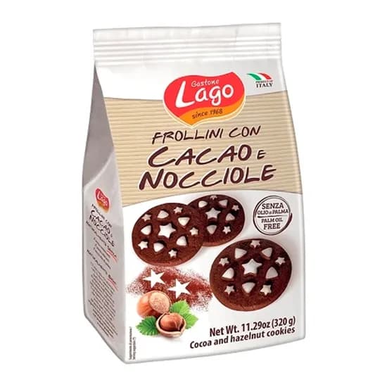 Biscoito Italiano Frollini Gastone Lago Con Cacau e Avelã 320G