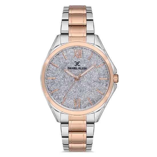 Relógio Analógico Feminino Daniel Klein DK.1.12721-4 Premium Ladies / Pulseira de Aço Inoxidável - Prata/Rose Gold