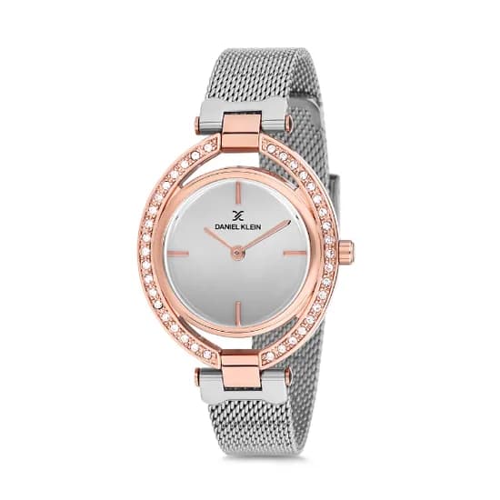 Relógio Analógico Feminino Daniel Klein Premium DK12194-4 - Prata e Rosa Ouro