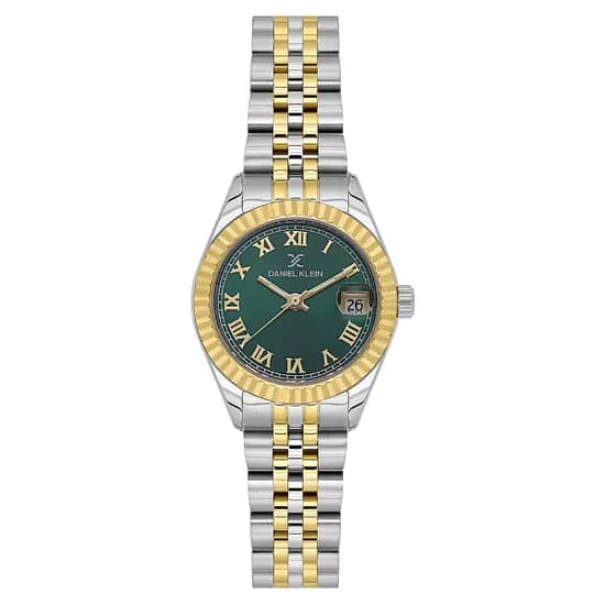 Relogio Analogico Feminino Daniel Klein DK.1.14097-4 Premium Lady / Pulseira de Aço Inoxidável - Prata/Gold/Verde