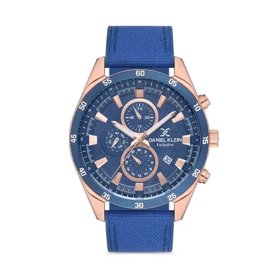 Relógio Analógico Masculino Daniel Klein Exclusive DK.1.12599-4 - Rosa Ouro/Azul