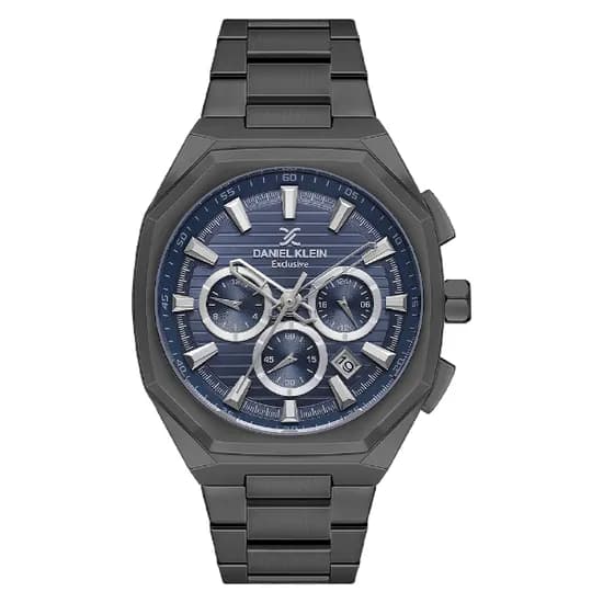 Relogio Analógico Masculino Daniel Klein DK.1.13906-4 Exclusive Gents / Pulseira de Aço Inoxidável - Preto/Azul