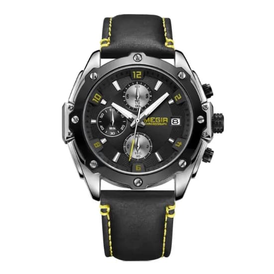Relógio Analógico Masculino Megir Chronograph ML2079G-BK-1N3 - Preto/Amarelo