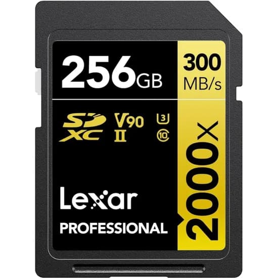 Cartão de Memória SD Lexar Professional Gold 2000X 300-260 MB/s C10 U3 V90 256 GB (LSD2000256G-BNNNG)