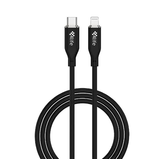 Cabo 4LIFE USB-C - Lightning (FL30CLSB2) 2 Metros 30W - Silicone Preto