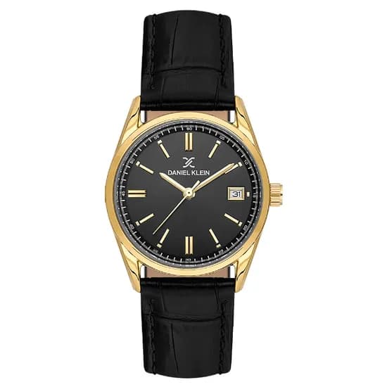 Relogio Analogico Feminino Daniel Klein DK.6.14135-2 Premium Lady / Pulseira de Couro - Preto/Gold