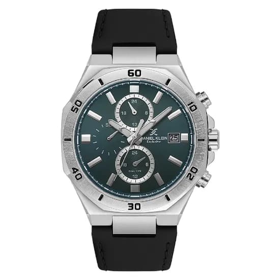 Relogio Analógico Masculino Daniel Klein DK.1.14003-3 Exclusive Gent / Pulseira de Couro - Preto/Prata/Verde