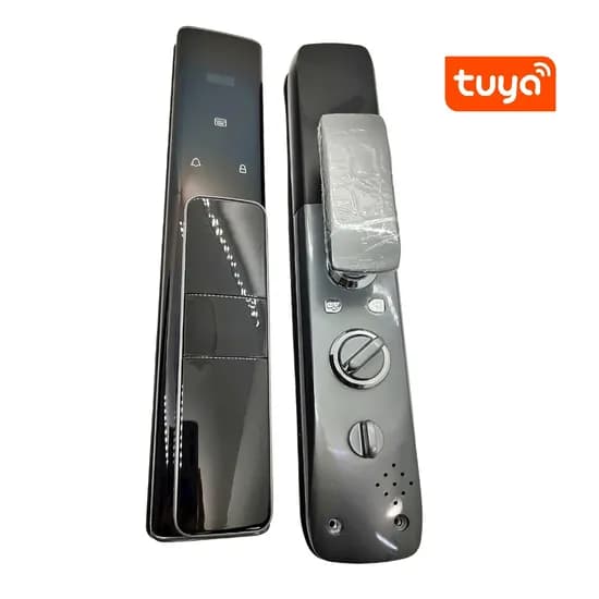 Fechadura Digital S912 Wifi Tuya/Cartão/Chave Cinza Escuro