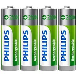 Pilhas Recarregável Philips AA com 4 Pilhas / 2500MAH - R6B4RTU25/97
