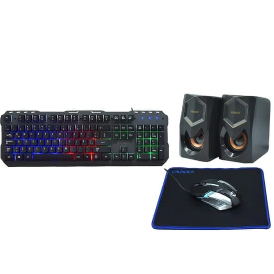 Kit Gamer Teclado Satellite GK-42 RGB + Mouse + Mousepad + Speaker - Preto (Espanhol)