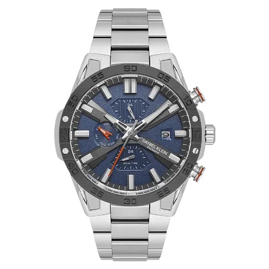 Relogio Analógico Masculino Daniel Klein DK.1.13974-3 Exclusive Gent / Pulseira de Aço Inoxidável - Prata/Preto/Azul