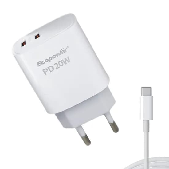 Carregador Ecopower EP-7026 2XUSB-C 20W