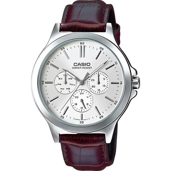 Relógio Casio MTP-V300L-7AUDF Analógico Masculino - Prata/Branco/Marrom