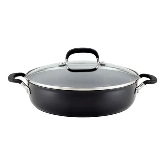 Frigideira Kitchenaid 84810 Antiaderente Tripla Camada 4.7L Tampa Vidro 34CM Preto Onix