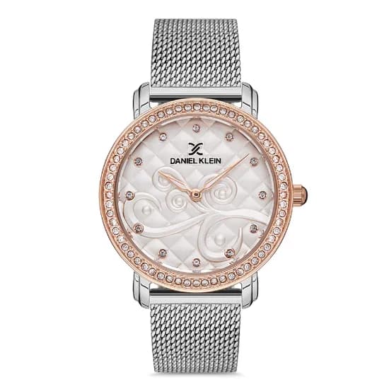 Relógio Analógico Feminino Daniel Klein DK.1.12730-6 Premium Ladies / Pulseira de Malha - Prata/Rose Gold