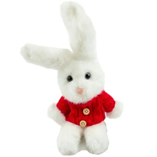 Peluche Coelho MZ-318 18CM com Suéter Vermelho