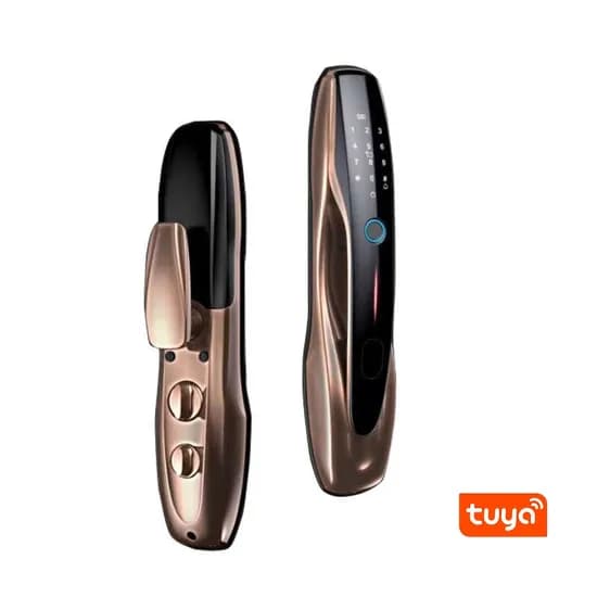 Fechadura Digital S916 Wifi Tuya/Cartão/Chave Red Bronze