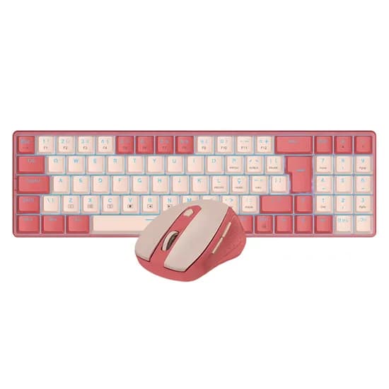 Teclado e Mouse Redragon BS-8772RP Sem Fio Inglês - Rosa/Rosa