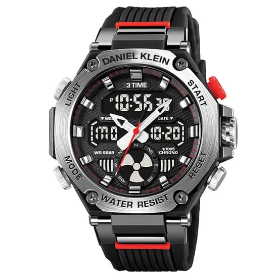 Relogio Digital Masculino Daniel Klein DK.2223-1 Summer 25 / Pulseira de Silicone - Preto/Cinza