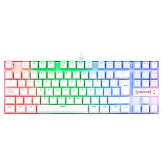 Teclado Gamer Mecânico Redragon Kumara K552W, RGB 80% USB , Switch Outemu Blue, Inglês, Branco