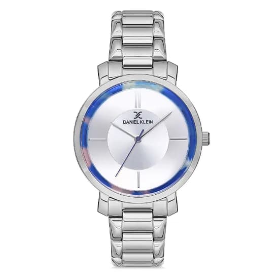Relógio Analógico Feminino Daniel Klein DK.1.12705-1 Premium Ladies / Pulseira de Aço Inoxidável - Prata/Azul