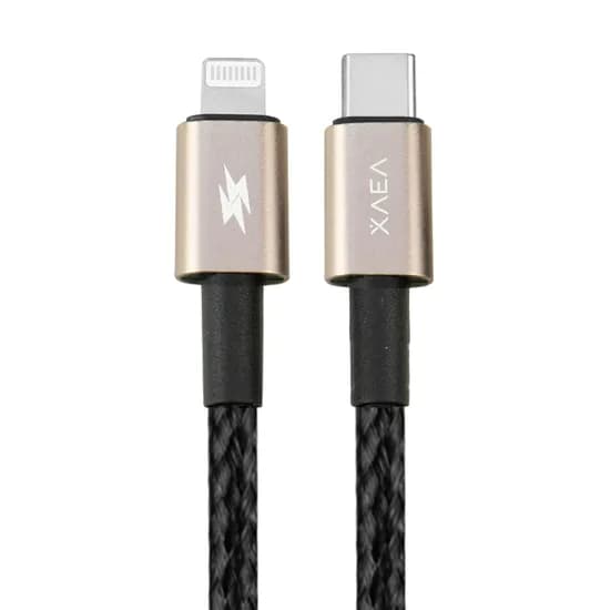 Cabo Xaea Hera MODX-106 - USB-C/Lightning - 1.5 Metros - Nylon - Preto e Dourado