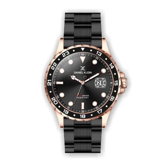 Relógio Analógico Masculino Daniel Klein Premium DK.1.12350-3 - Preto e Rosa Ouro