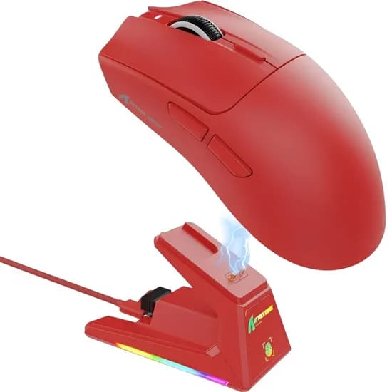 Mouse Gamer Attack Shark X1 1K Sem Fio com Base de Carregamento - Vermelho