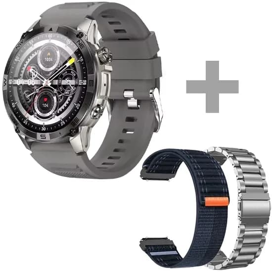 Relógio G-Tide R6 Pro com GPS/Bluetooth - Cinza/Azul + 2 Pulseiras