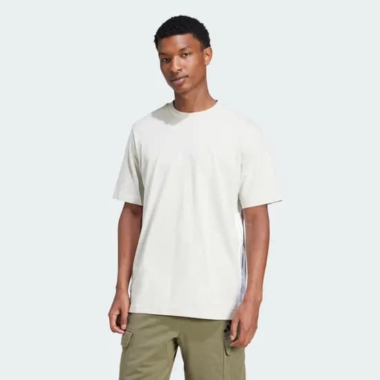 Remera Adidas Essentials 3 Rayas Jersey Blanco