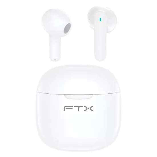 Fone de Ouvido Sem Fio FTX E68-WH com Bluetooth 6.0 / Microfone / Touch / IPX6 - Branco