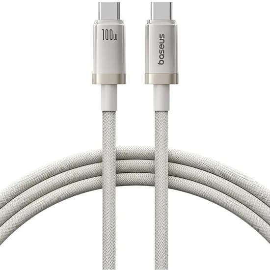 Cabo USB-C para USB-C Baseus 100 W - Branco 1 Metro (P10378100G21-00)