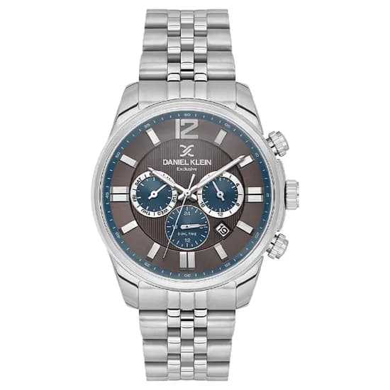 Relogio Analógico Masculino Daniel Klein DK.6.14232-3 Exclusive Gents / Pulseira de Aço Inoxidável - Prata/Marrom/Azul