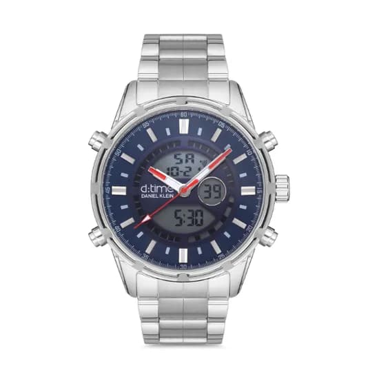 Relógio Digital Masculino Daniel Klein D:Time DK.1.12634-3 - Prata/Azul