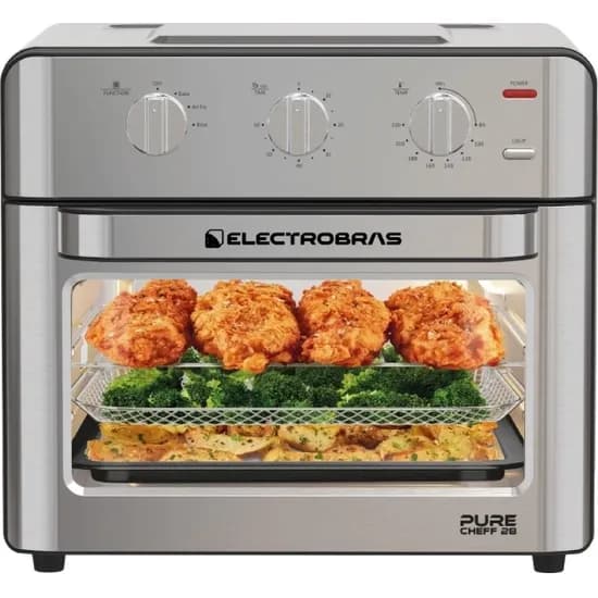 Forno Elétrico + Fritadeira Elétrica Electrobras Pure Cheff 28 EBHAF-28 de 28 Litros com Espeto 220 - 240V ~ 50/60HZ - Prata
