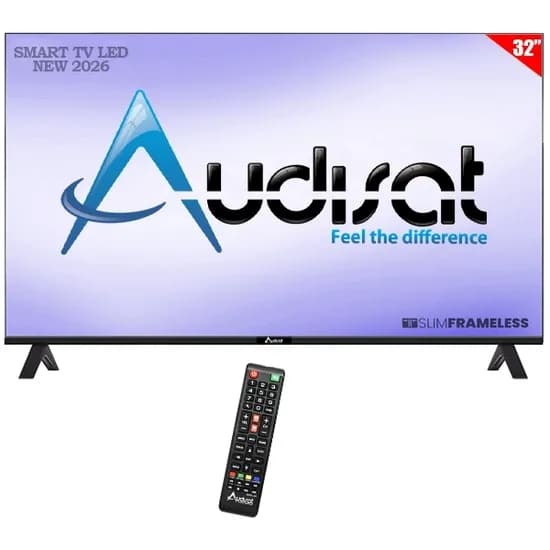 Smart TV LED 32" Audisat AD-32 (2026) HD Android TV Wi-Fi com Conversor Digital (1 Ano de Garantia)