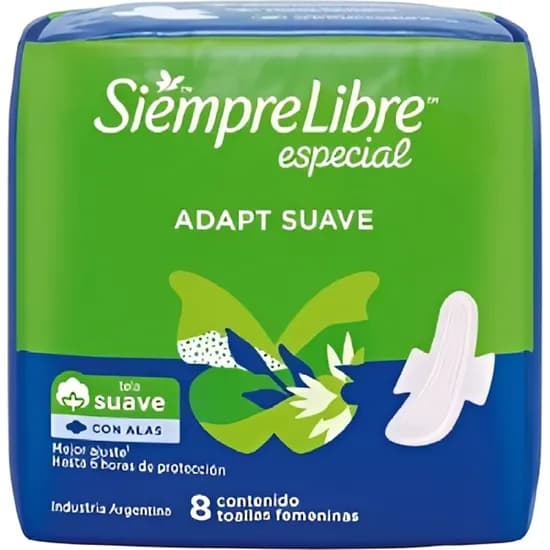 Hig. Siempre Libre Especial Adap Suave Con Alas X 8 Uni