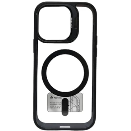 Capa de Metal com Suporte para iPhone 16 Pro - Preto