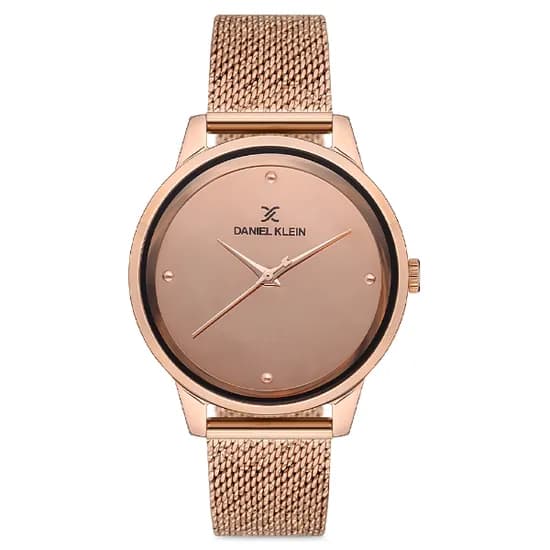 Relogio Analogico Feminino Daniel Klein DK.1.12686-2 Premium Ladies / Pulseira de Malha Metalica - Rose Gold