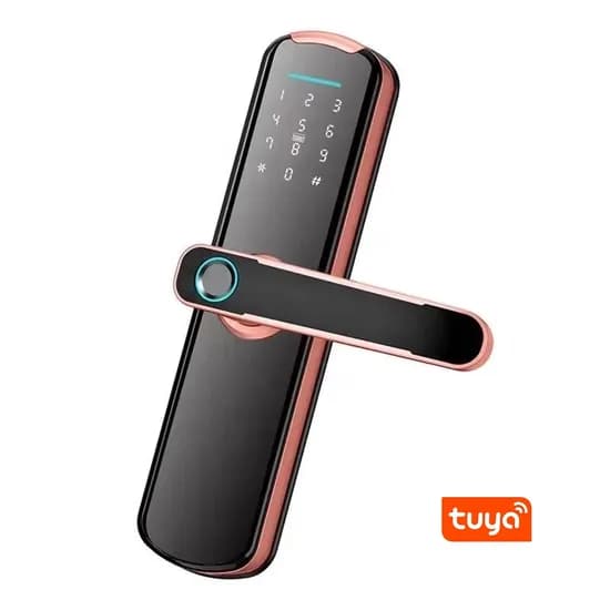 Fechadura Digital S807L Wifi Tuya/USB/Cartão/Chave Red Bronz