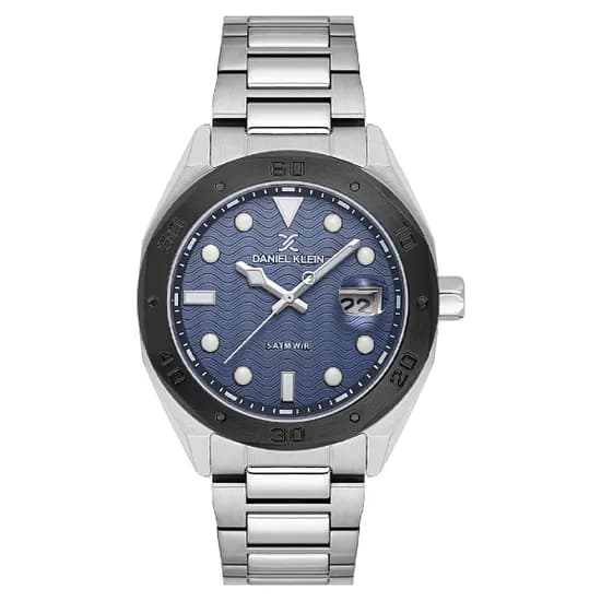 Relogio Analógico Masculino Daniel Klein DK.1.14076-4 Premium Gent / Pulseira de Aço Inoxidável - Prata/Azul