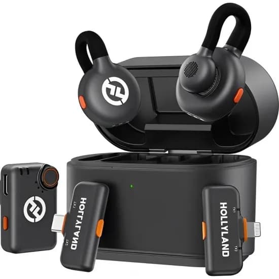 Microfone de Lapela Sem Fio Hollyland Lark M2S Ultimate Combo Wireless, 2 Transmissores, 3 Receptores, 300M Alcance Light/USB-C 2TX+3RX