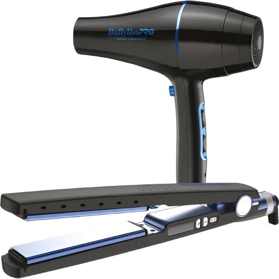 Kit Chapinha Babyliss Pro PL4091 32 MM + Secador Babyliss Pro SEC6176 Nano Gold - Preto/Azul Claro