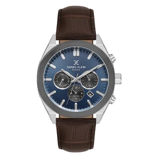 Relogio Analógico Masculino Daniel Klein DK.1.14065-5 Exclusive Gent / Pulseira de Couro - Marrom/Azul