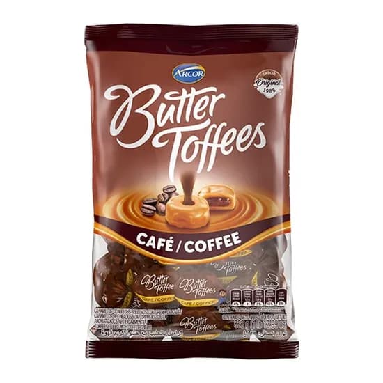 Bala Arcor Butter Toffees Recheada Café Pacote 822G