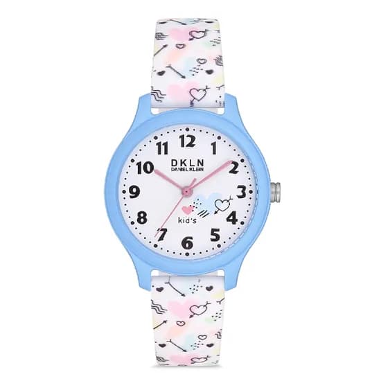 Relogio Analógico para Criança Daniel Klein DK.1.12764-7 DKLN Kids / Pulseira de Silicone - Azul Claro/Branco