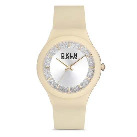 Relogio Analógico Feminino Daniel Klein DK.1.12713-2 DKLN Ladies / Pulseira de Silicone - Dourado