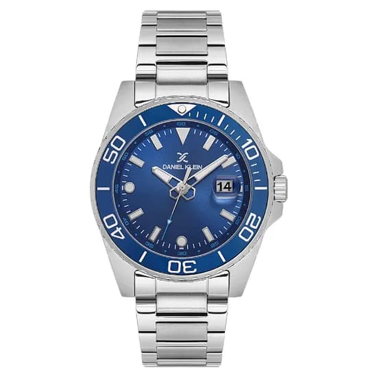 Relogio Analógico Masculino Daniel Klein DK.1.13990-2 Premium Gent / Pulseira de Aço Inoxidável - Prata/Azul